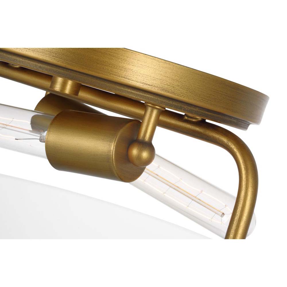 Teton 60w 2-Light Flush Mount Clear Beveled Glass E26 Base Natural Brass Finish