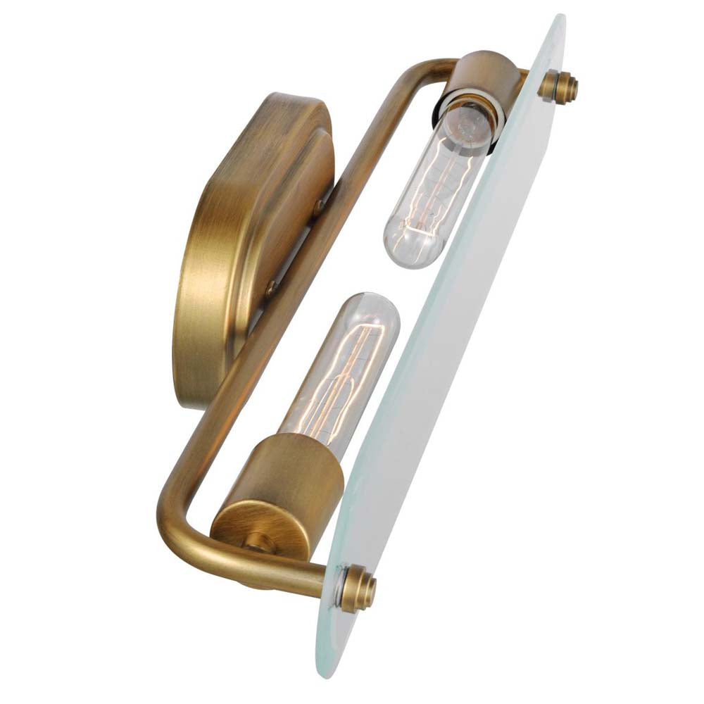 Teton 2-Light Vanity E26 Base 60w Natural Brass Finish Clear Beveled Glass