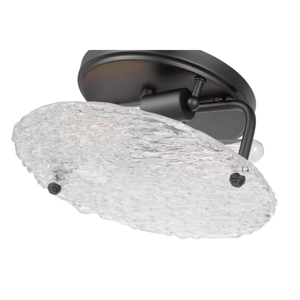 Glacier 2-Light Large Flush Mount Ice Glass E26 Base 60w Matte Black Finish