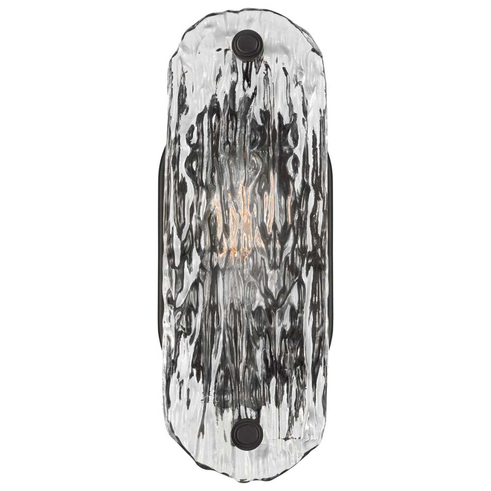 Glacier Vanity E26 Base 60w Matte Black Finish Ice Glass