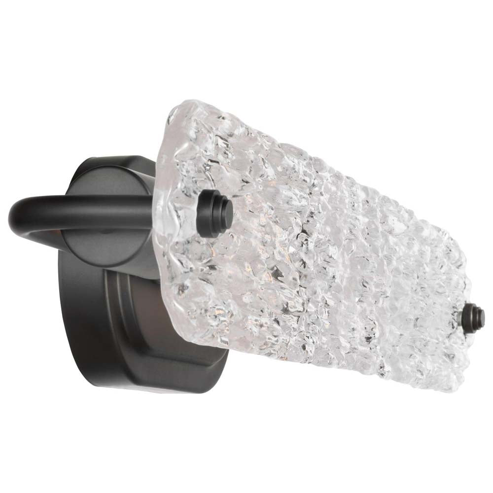 Glacier 2-Light Vanity E26 Base 60w Matte Black Finish Ice Glass