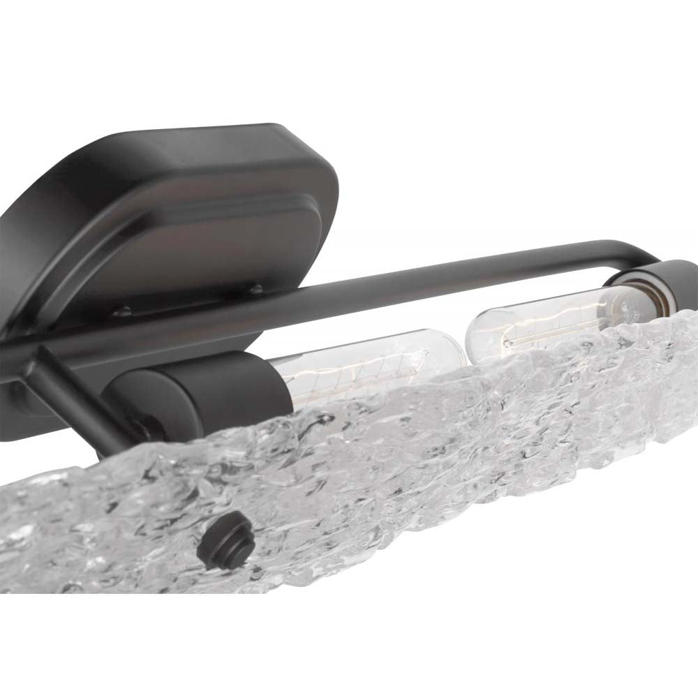 Glacier 3-Light Vanity E26 Base 60w Matte Black Finish Ice Glass