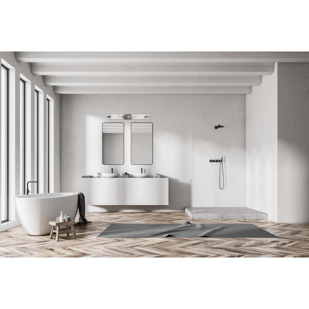 Glacier 3-Light Vanity E26 Base 60w Matte Black Finish Ice Glass