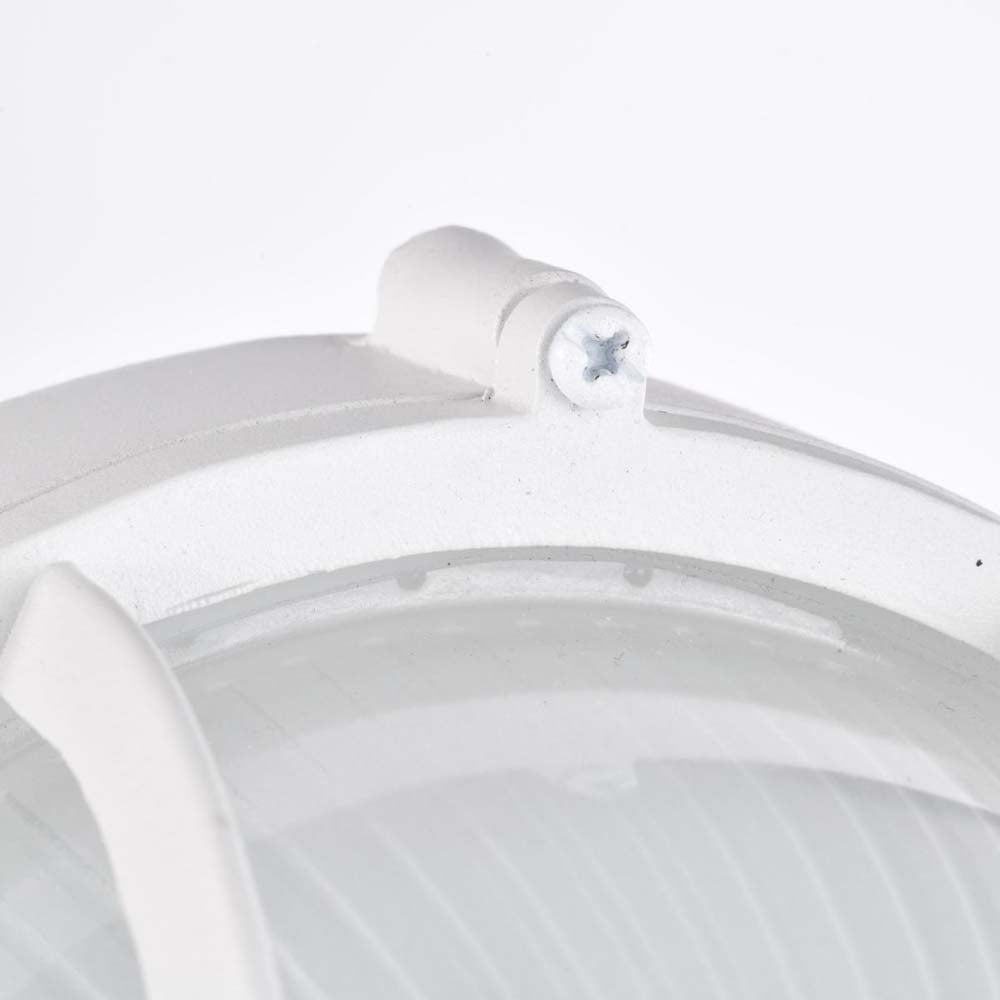 LED Oval Bulk Head Fixture White Finish w/ White Glass