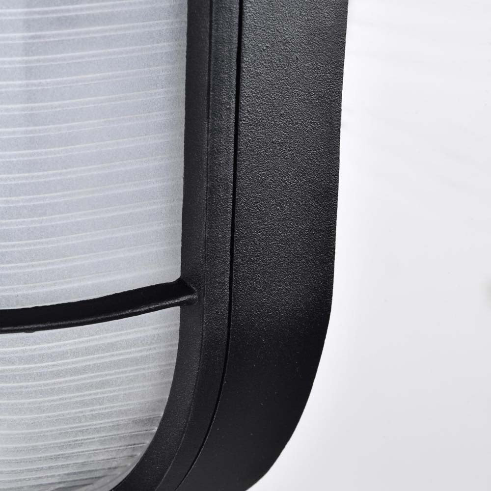 LED Oval Bulk Head Fixture Black Finish w/ White Glass