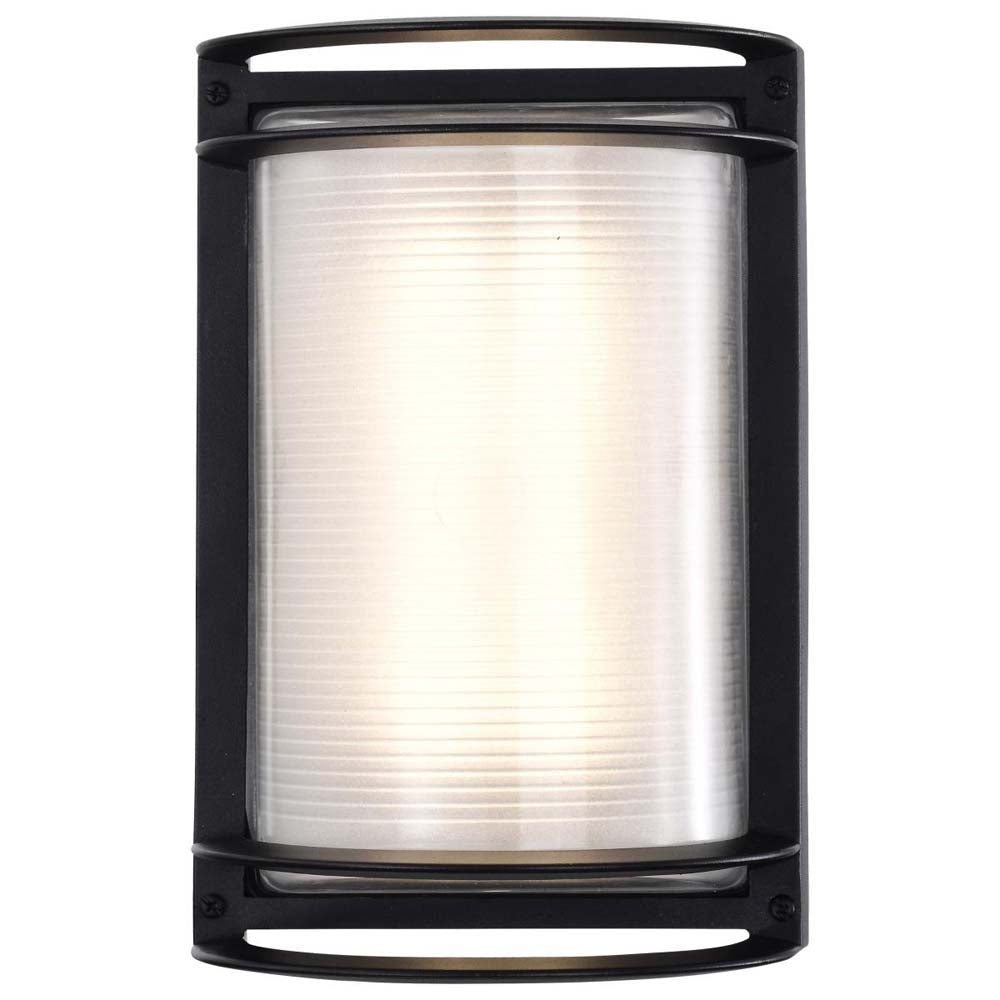 LED Rectangular Bulk Head Fixture Black Finish w/ White Glass