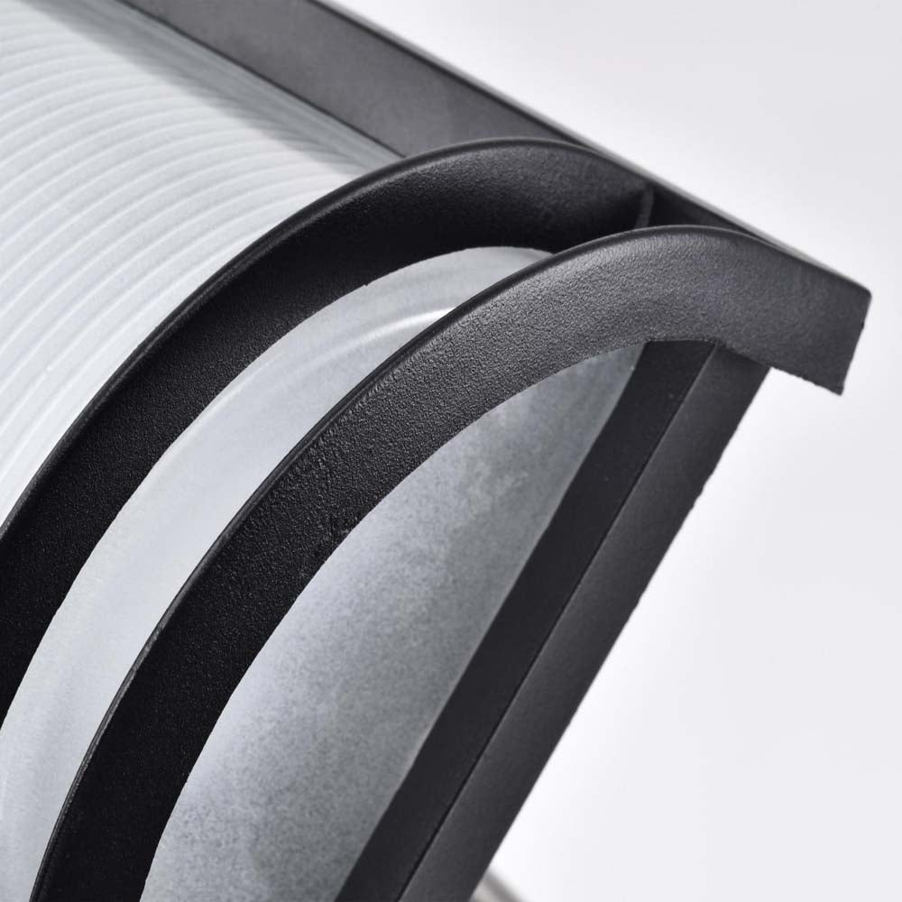 LED Rectangular Bulk Head Fixture Black Finish w/ White Glass