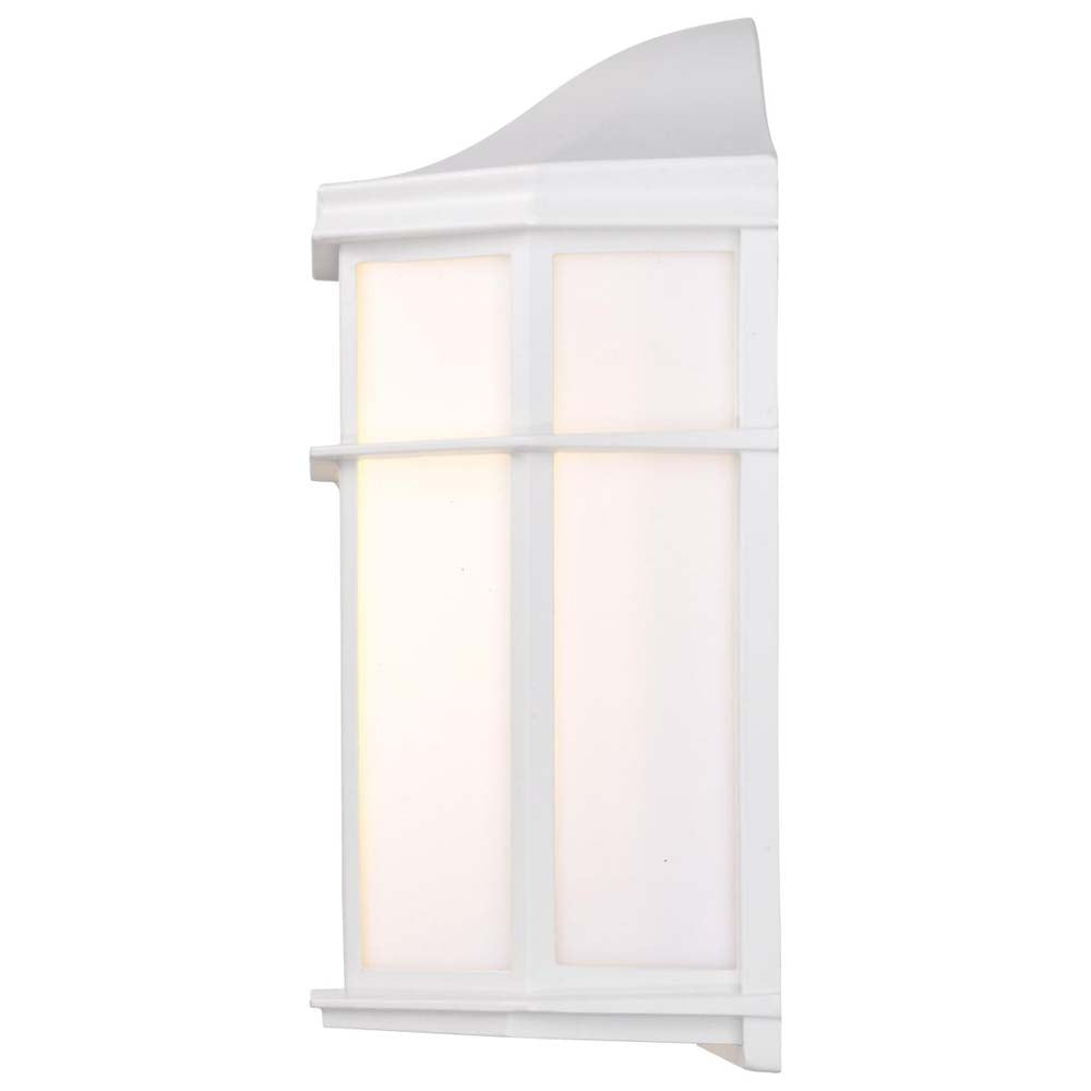 LED Cage Lantern Fixture White Finish w/ White Linen Acrylic