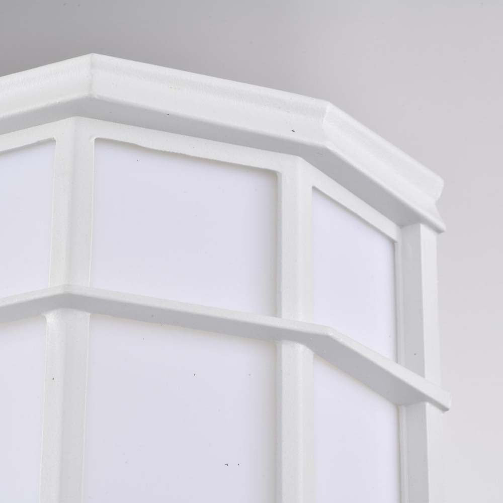 LED Cage Lantern Fixture White Finish w/ White Linen Acrylic