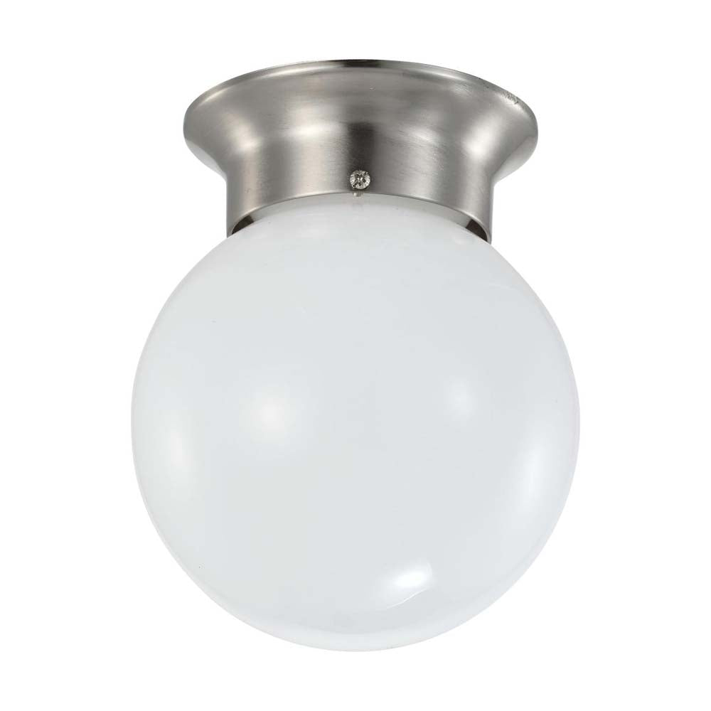 8w 6-in LED Flush Mount Fixture 3000K Dimmable Brushed Nickel Frosted Glass