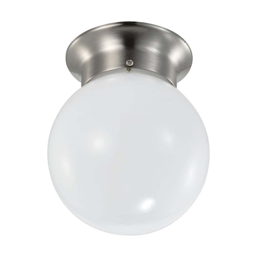 8w 6-in LED Flush Mount Fixture 3000K Dimmable Brushed Nickel Frosted Glass