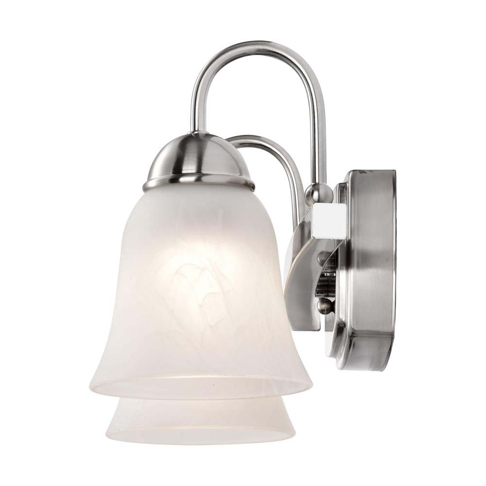 15w LED 2-Light Vanity Fixture 3000K Brushed Nickel w/ Alabaster Glass