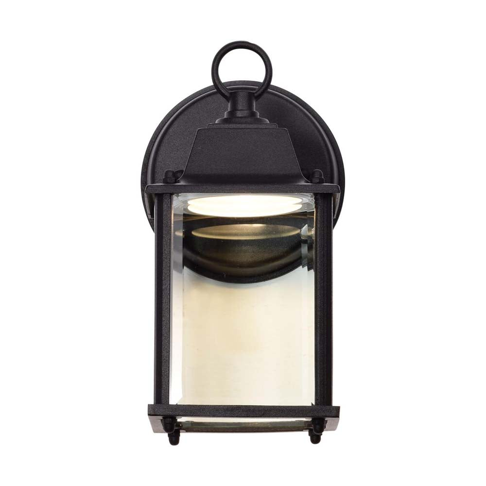 8w 3000K LED Cube Lantern Black Finish Clear Beveled Glass