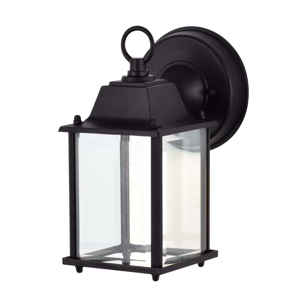 8w 3000K LED Cube Lantern Black Finish Clear Beveled Glass