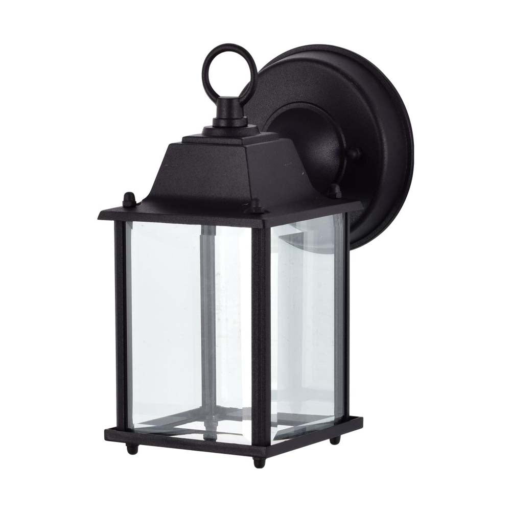 8w 3000K LED Cube Lantern Black Finish Clear Beveled Glass