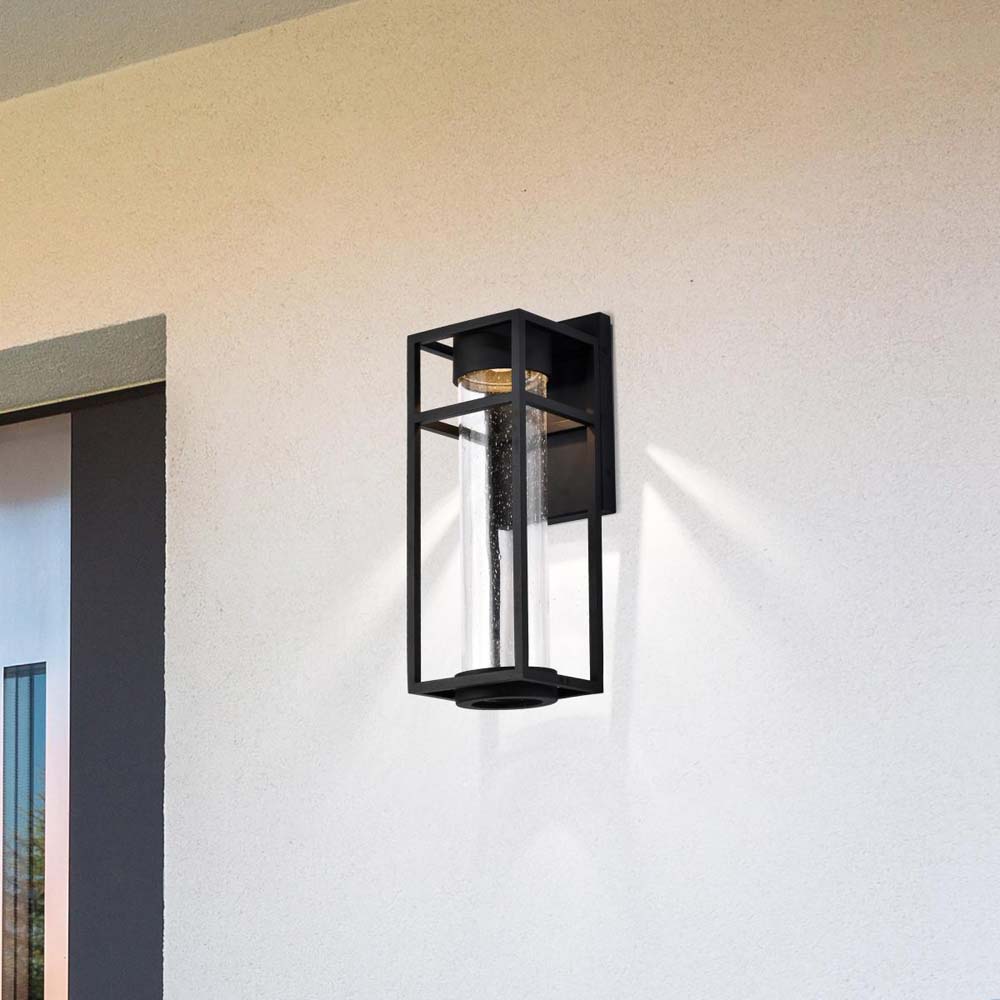 Ledges 6W LED Medium Wall Lantern Matte Black w/ Clear Seeded Glass