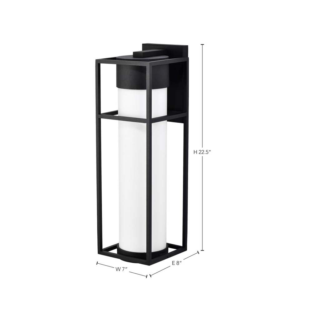 Ledges 10W LED Large Wall Lantern Matte Black w/ White Opal Glass