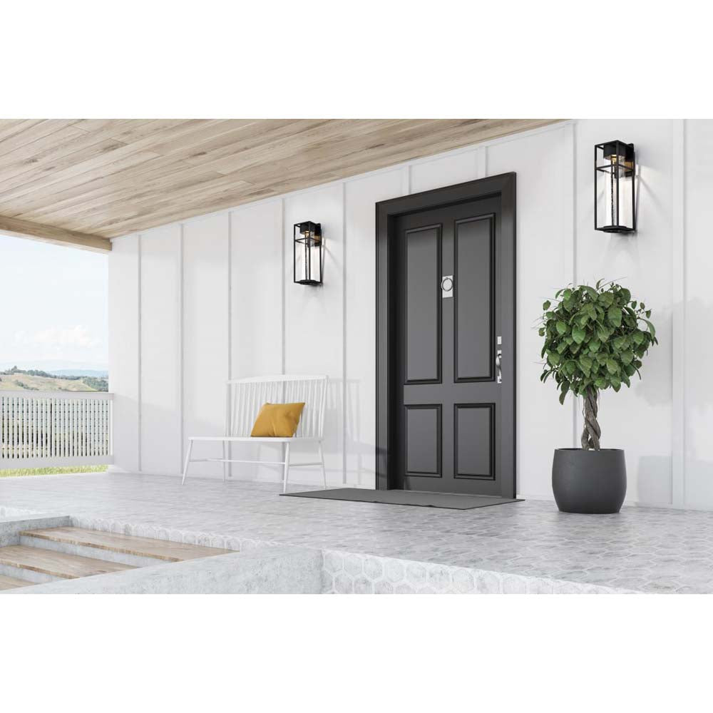 Ledges 10W LED Large Wall Lantern Matte Black w/ Clear Seeded Glass
