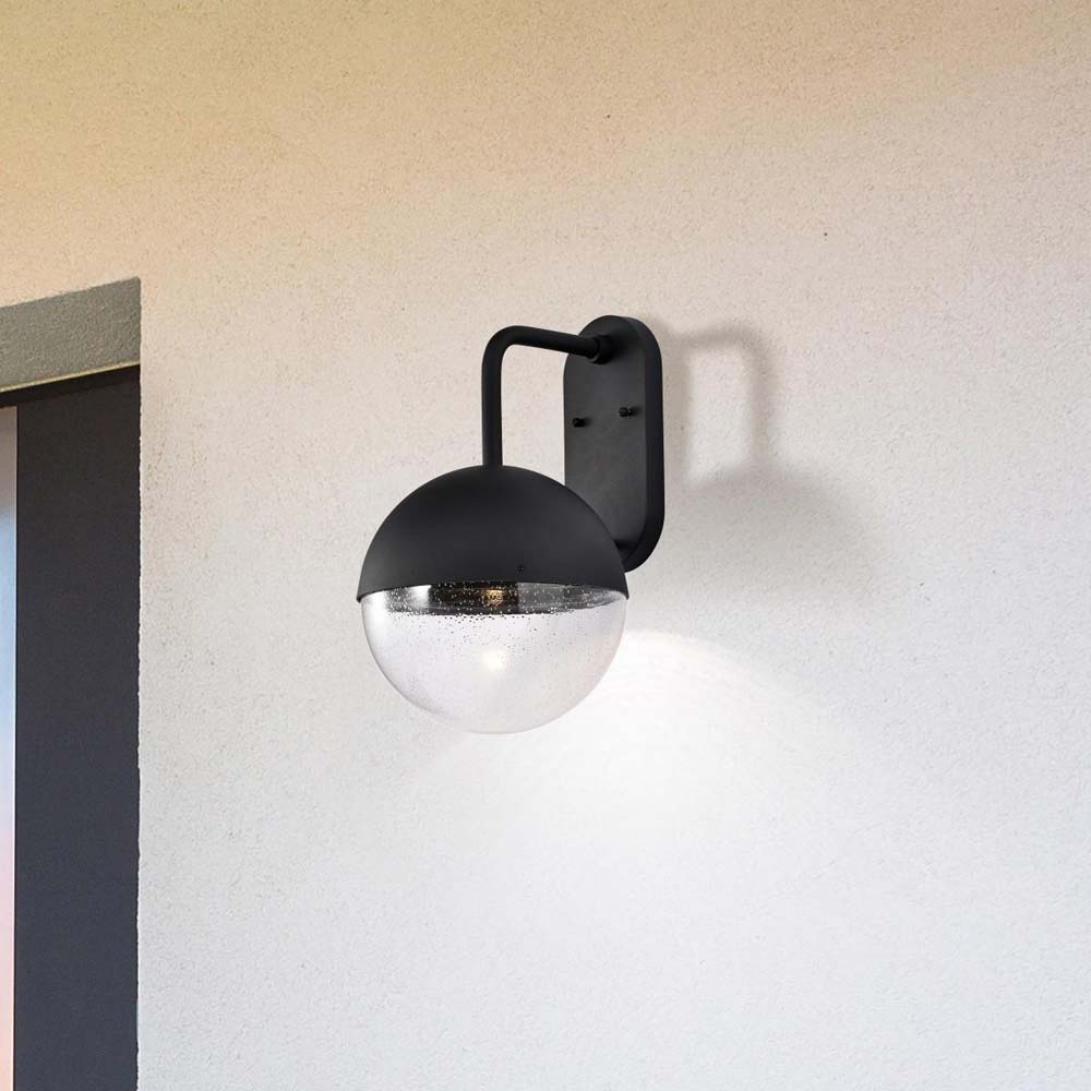 Atmosphere 10W LED Large Wall Lantern Matte Black w/ Clear Seeded Glass