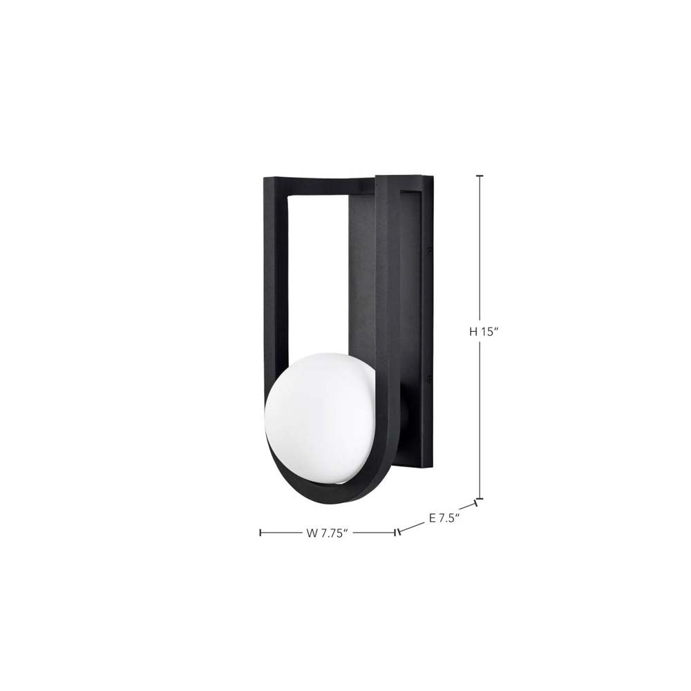 Cradle 6W LED Large Wall Lantern Matte Black w/ White Opal Glass