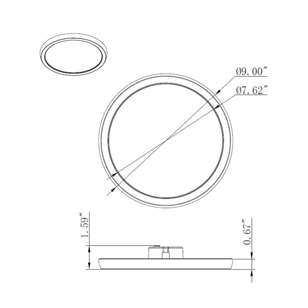 13w 9in. Round LED Flush Mount CCT Selectable with Black Finish