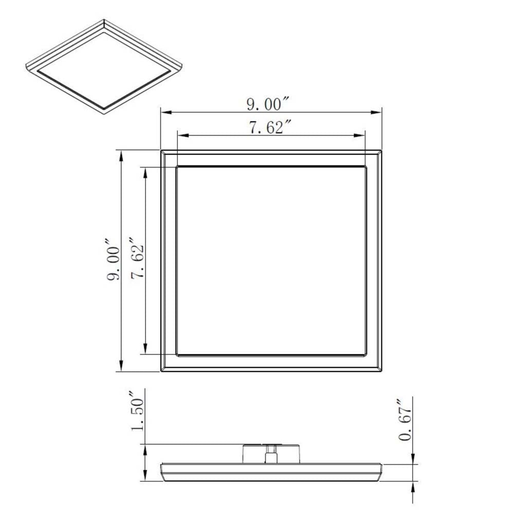 13w 9in. Square LED Flush Mount 3000K with White Finish