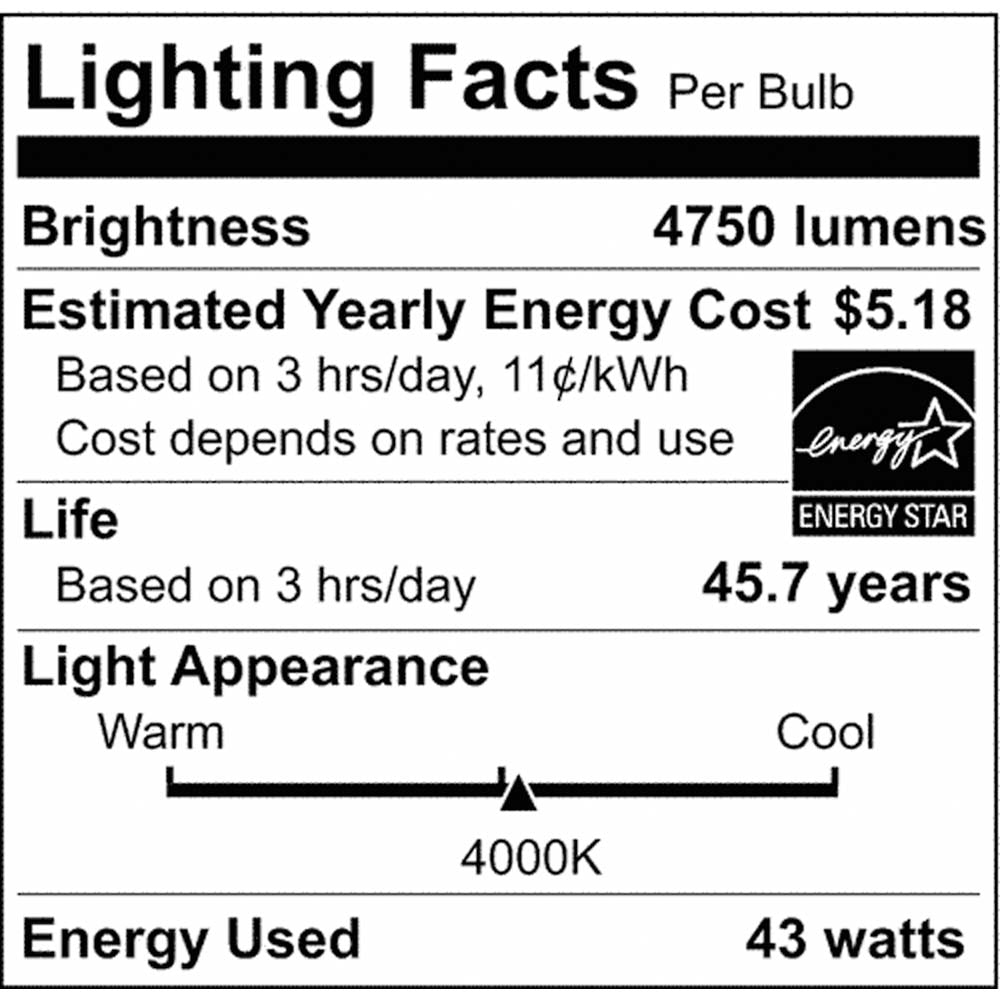 4-ft 43w LED Double Light Strip Fixture 4750 lumens 4000K 120-277V