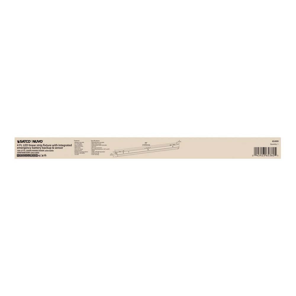 LED 4-ft Linear Strip Light White Finish CCT Tunable 100-277V EM & Sensor