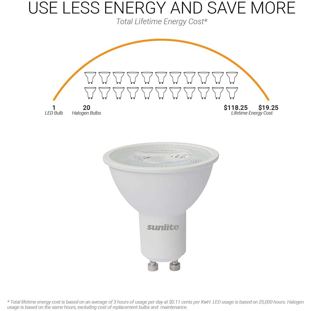 Sunlite LED MR16 Reflector Spotlight Bulb 7w 120v GU10 Base 3000K - Warm White