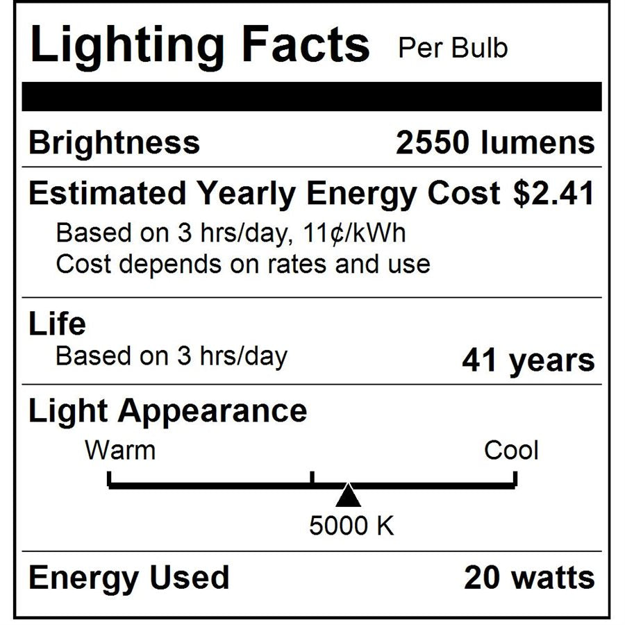 Sunlite LED A21 Light Bulb 20w E26 Base 120-227 Multi-Volt 5000K - Super White