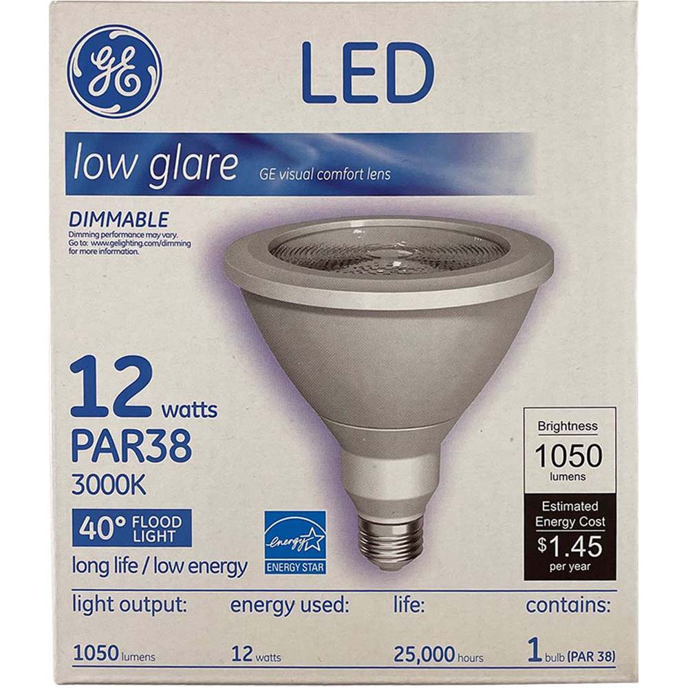GE 12W PAR38 LED 3000K Flood 40deg 1050Lm Dimmable Bulb - 75w Equiv.