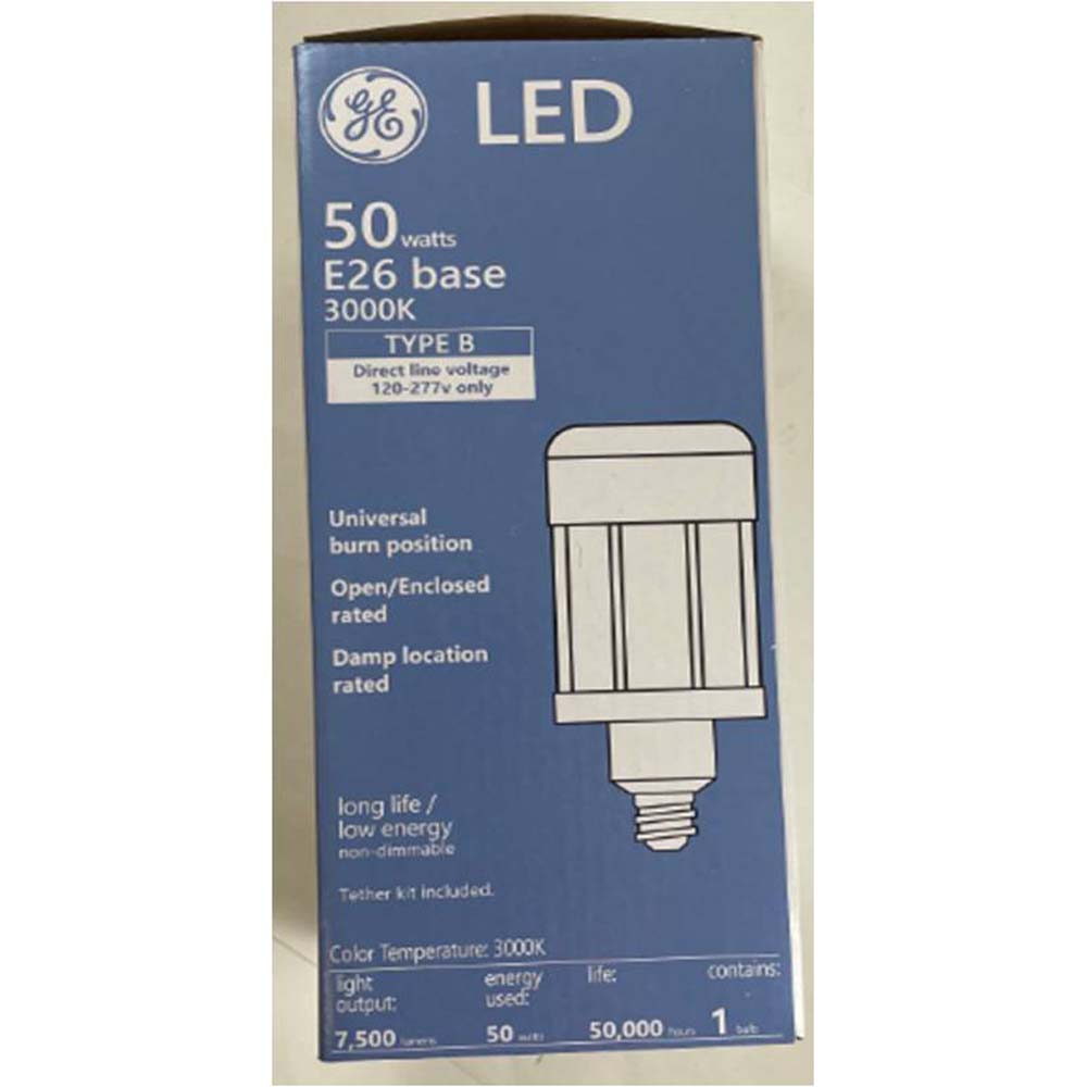 GE 50W LED 3000K 7500Lm ED23.5 E26 Base HID Replacement