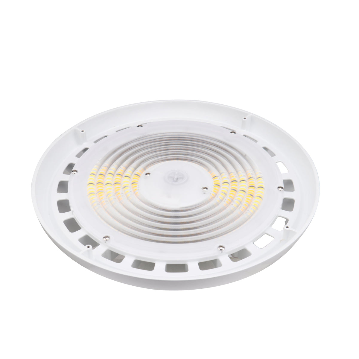 Medinah Power | UFO 100-150W Series Round LED High Bay | Up to 24,000 Lumens | CCT & Wattage Selectable | 120-277v | White
