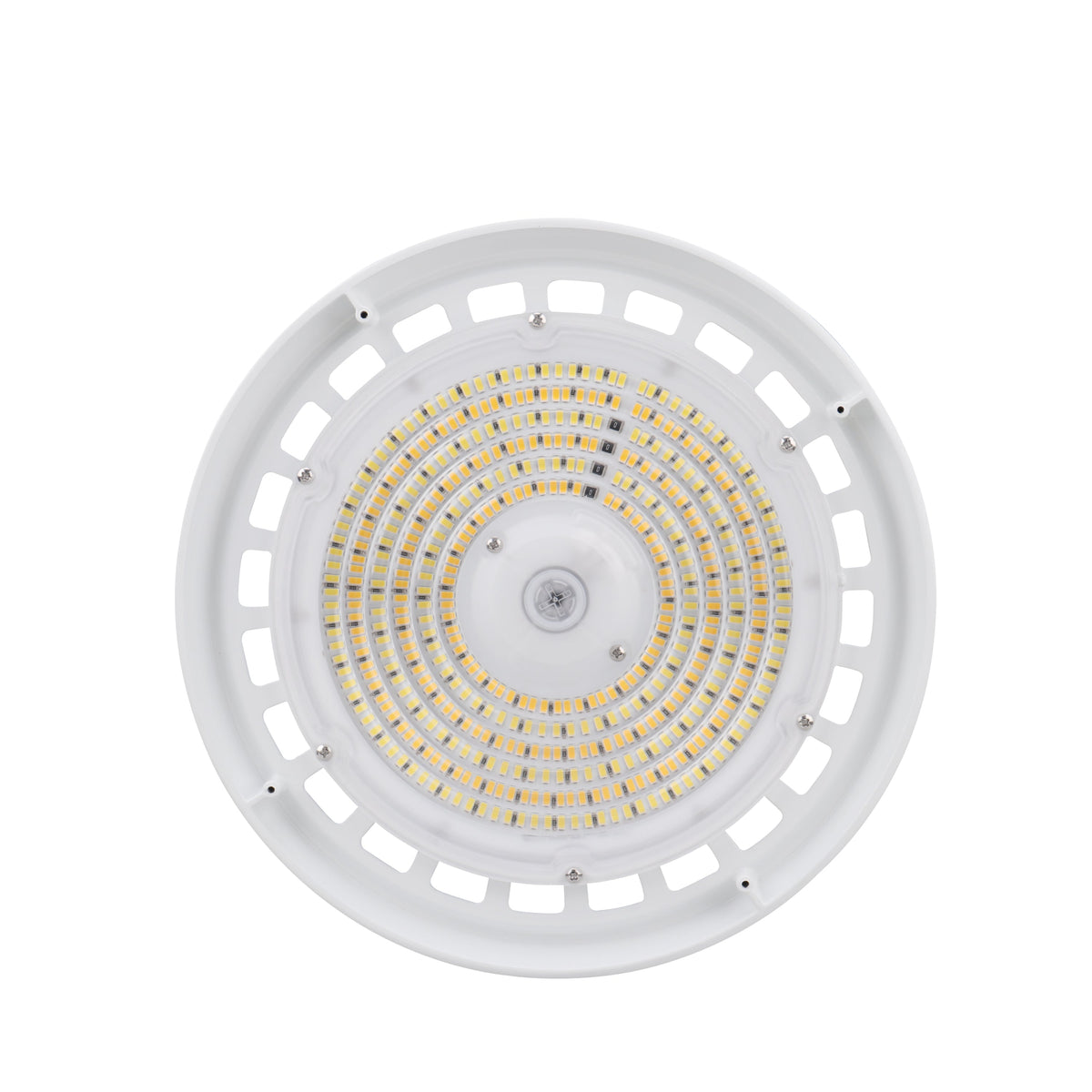 Medinah Power | UFO 150-240W Series Round LED High Bay | Up to 38,400 Lumens | CCT & Wattage Selectable | 120-277v | White