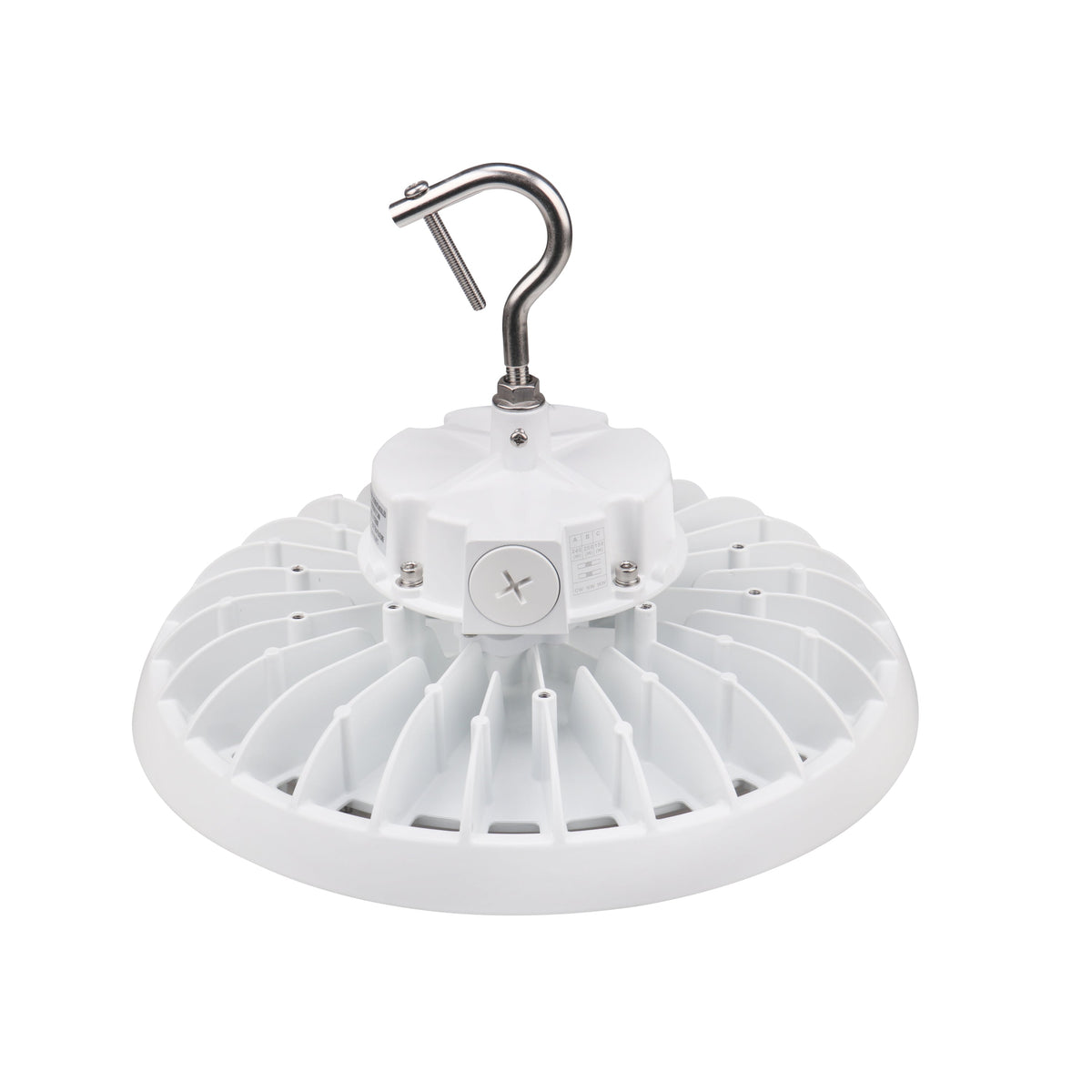Medinah Power | UFO 150-240W Series Round LED High Bay | Up to 38,400 Lumens | CCT & Wattage Selectable | 120-277v | White