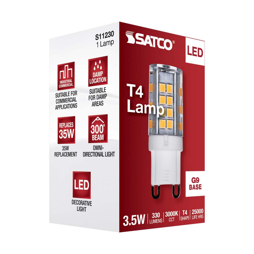 3.5W JCD LED Clear 3000K G9 G9 Double Loop Base 120v