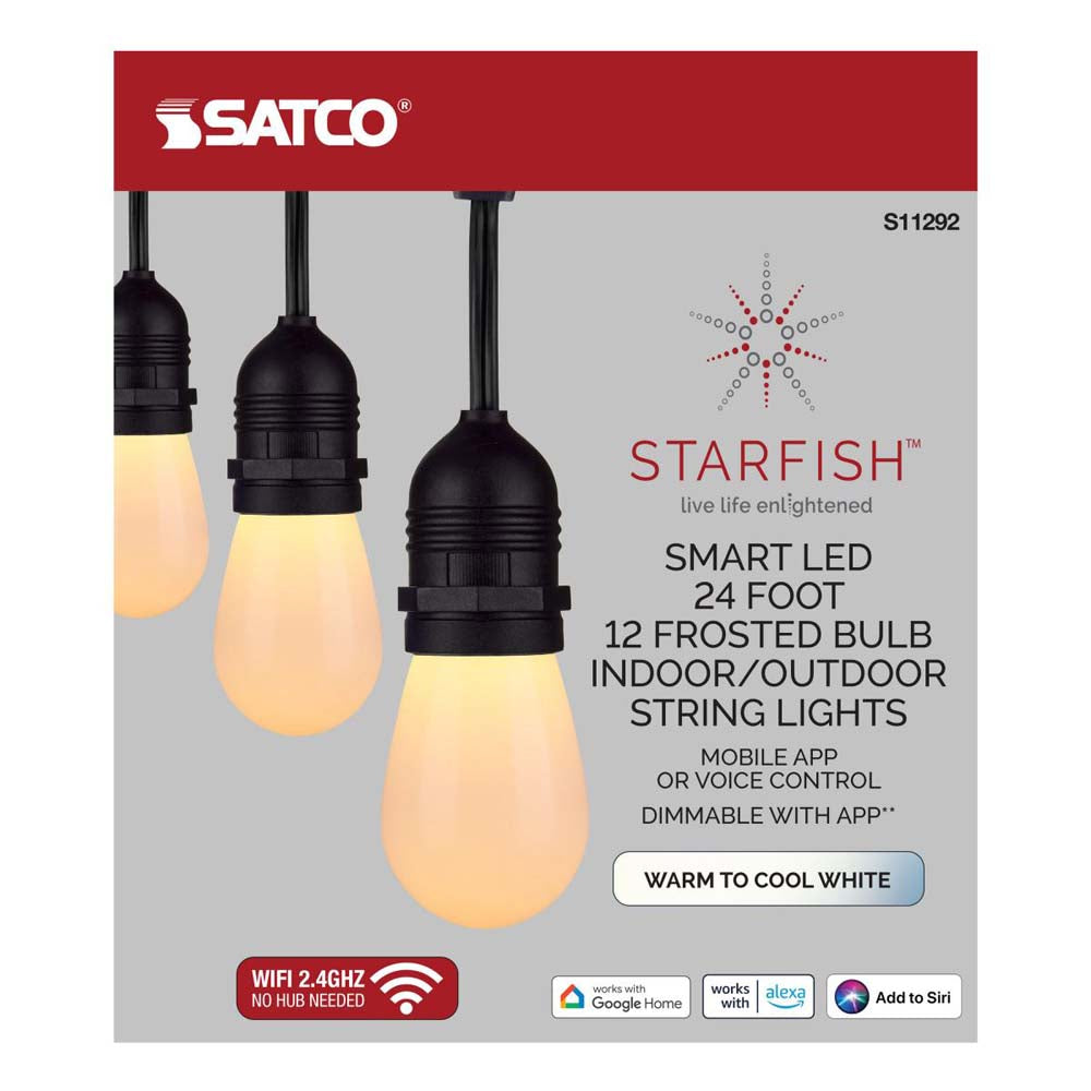 24-ft 12w 120v 12-S14 Lamp Tunable White IOT Starfish LED String Light