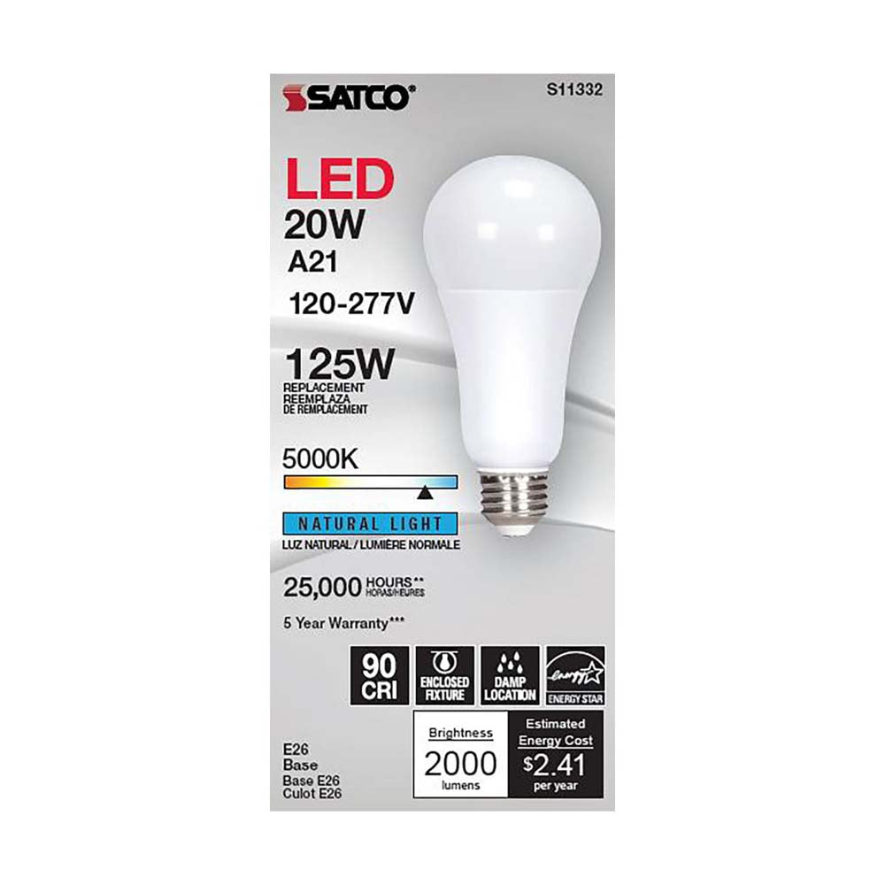 20W A21 LED 5000K Medium base 220 deg. Beam Angle 120-277v