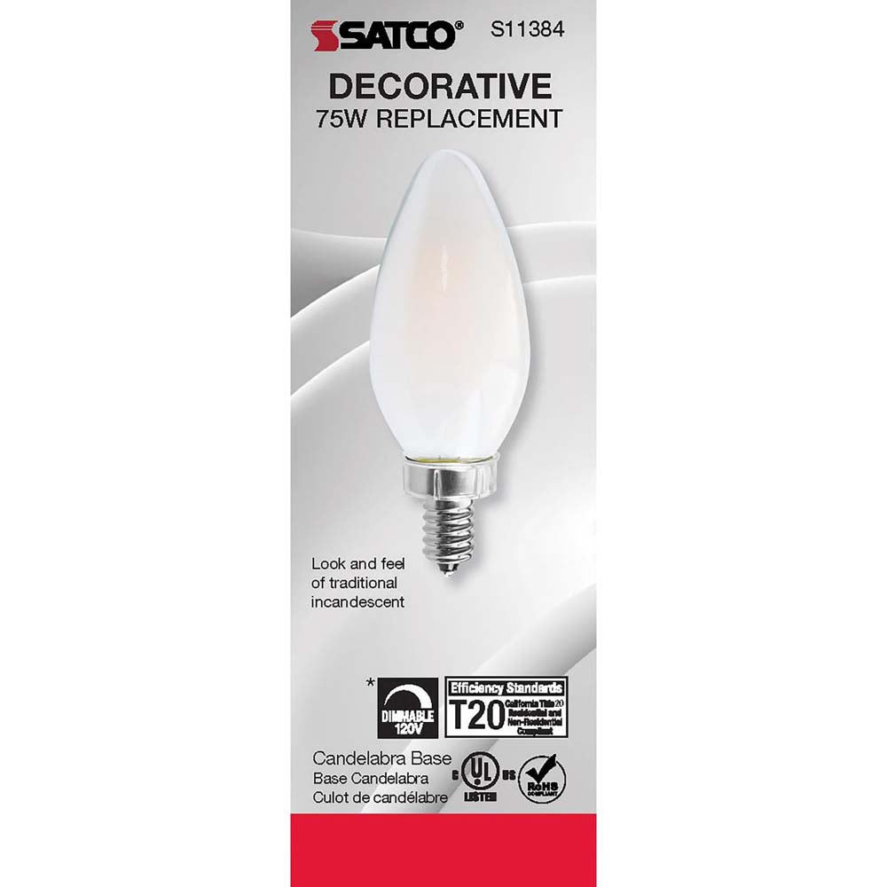8W C11 LED Frosted Candelabra base 2700K