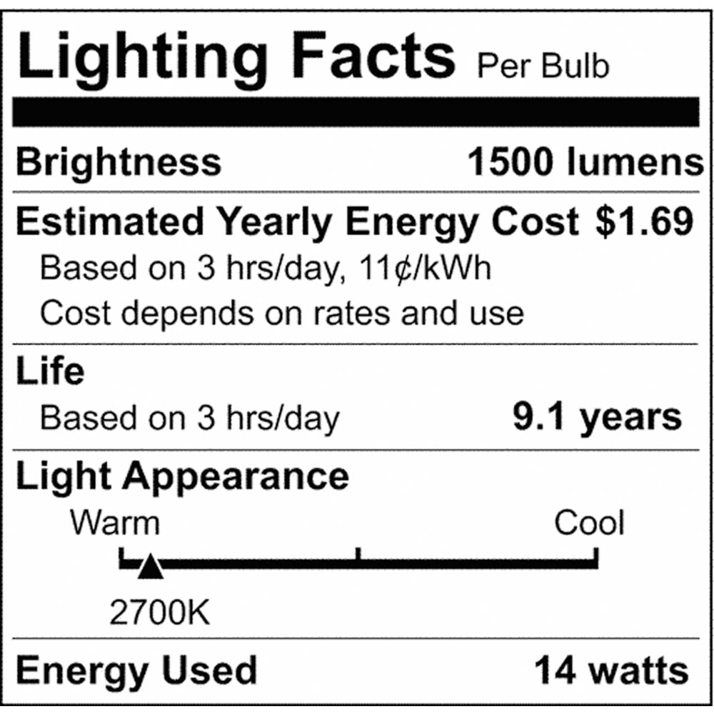 8Pk - 14W A19 LED 2700K Non-Dimmable E26 Medium base - 100w equiv