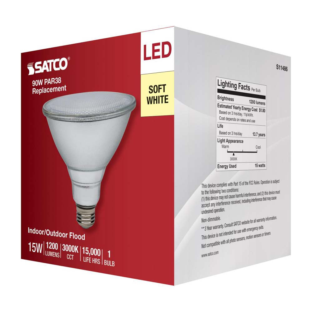15W PAR38 LED 3000K E26 Medium Base - 90w equiv
