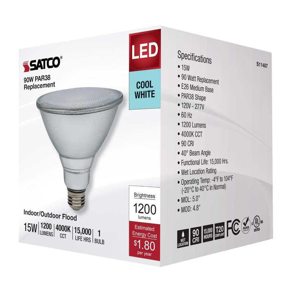 15W PAR38 LED 4000K E26 Medium Base - 90w equiv
