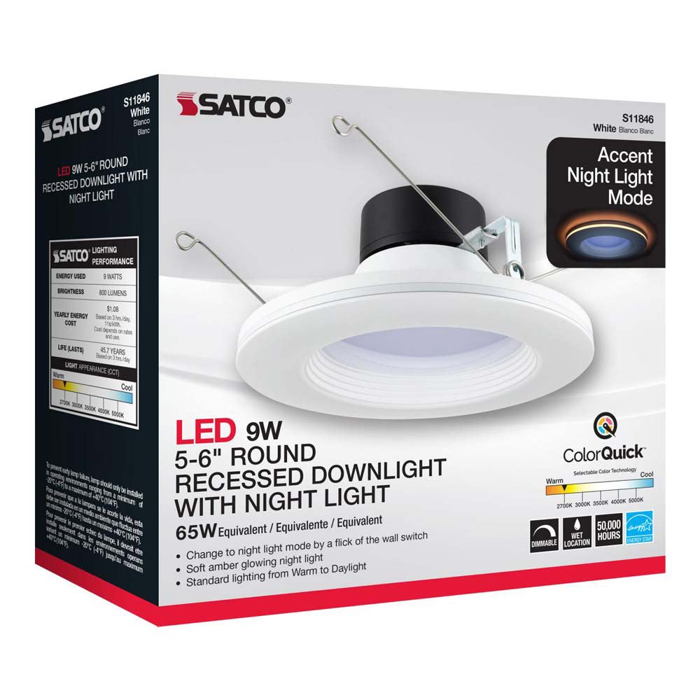 5-6-in CCT Tunable LED Recessed Downlight w/ Night Light Feature