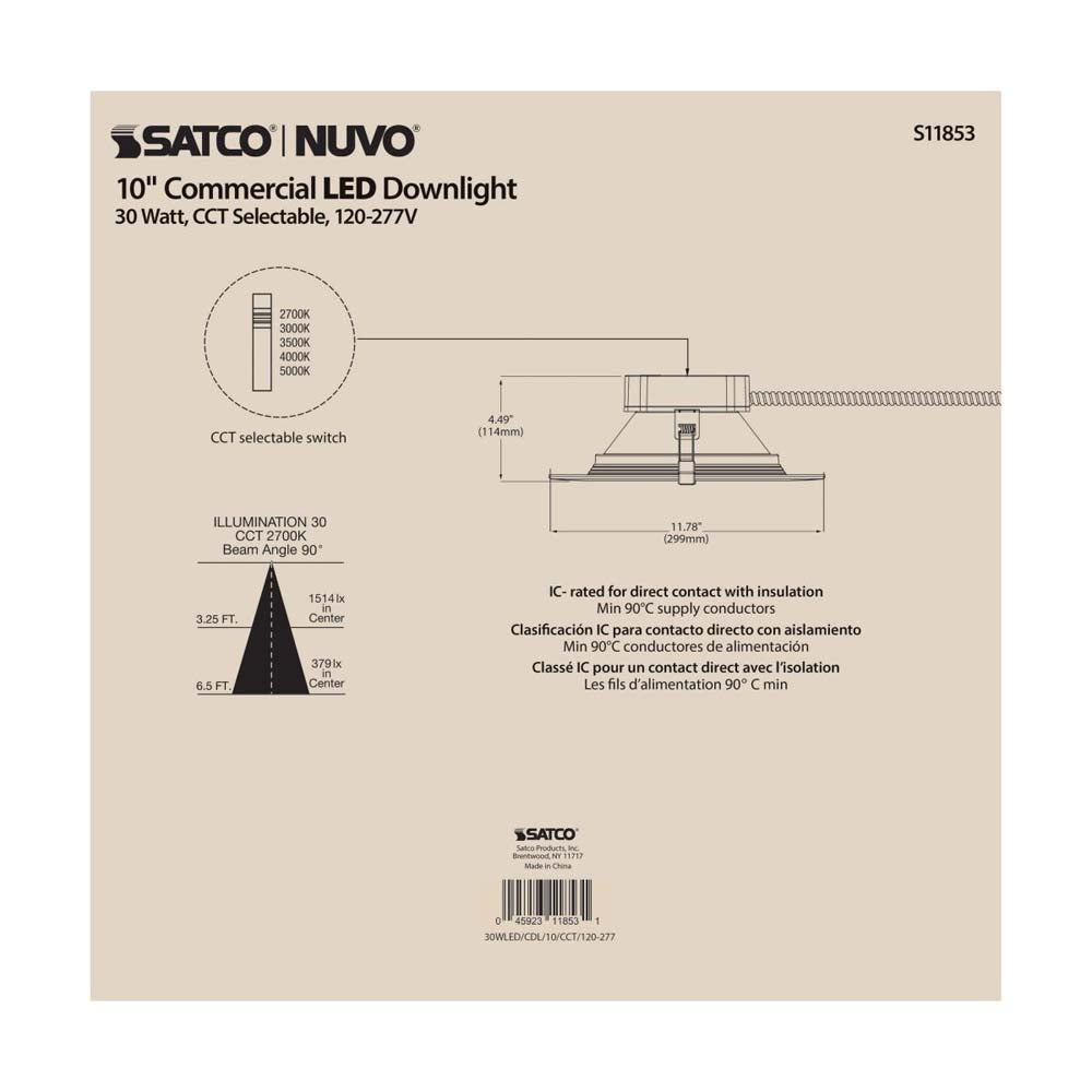 30w Commercial LED Downlight 10 in. CCT Adjustable 120-277v Econo