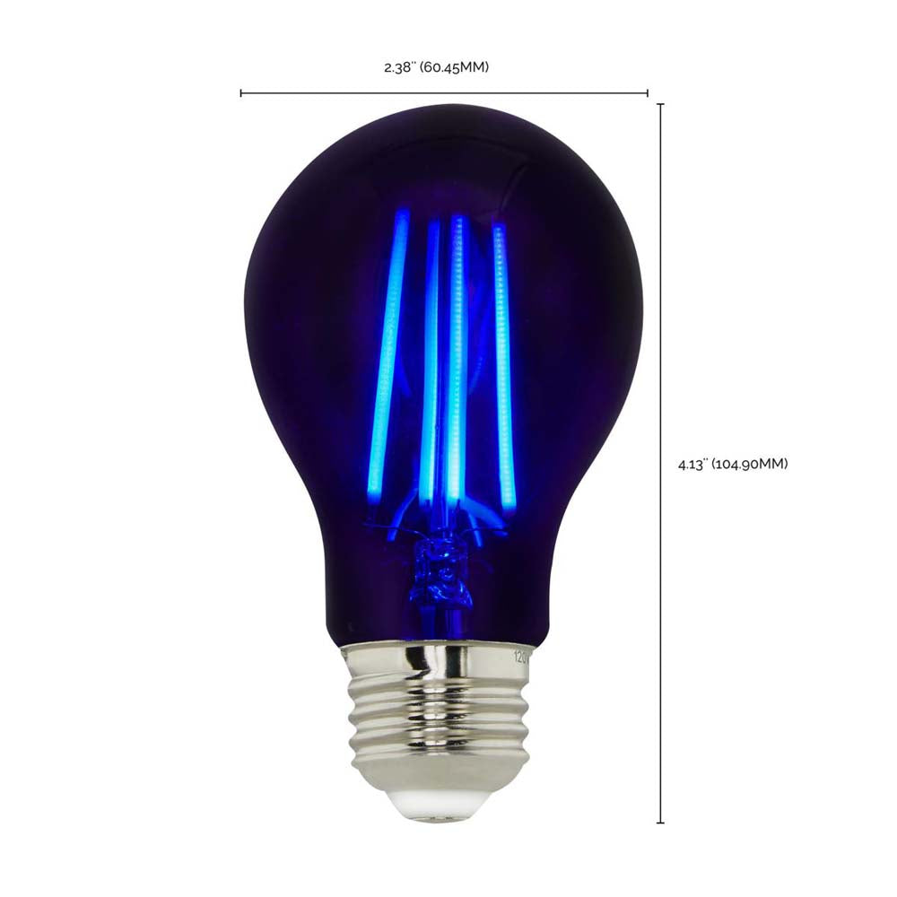 6.5W LED A19 Black Light Bulb E26 Medium Base 110L-120L 120v - 60W equiv