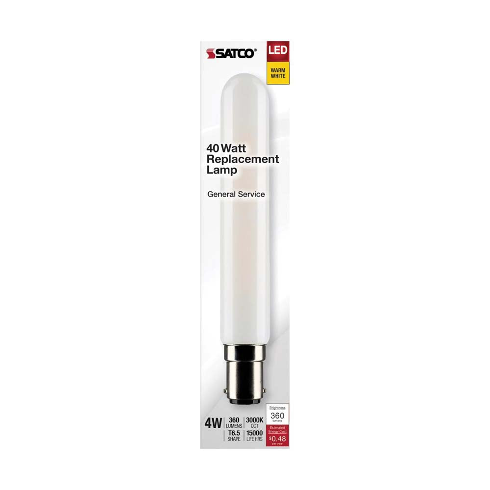 4W T6.5 LED Frosted Double Contact Bayonet Base 3000K 360 Lumens 120v