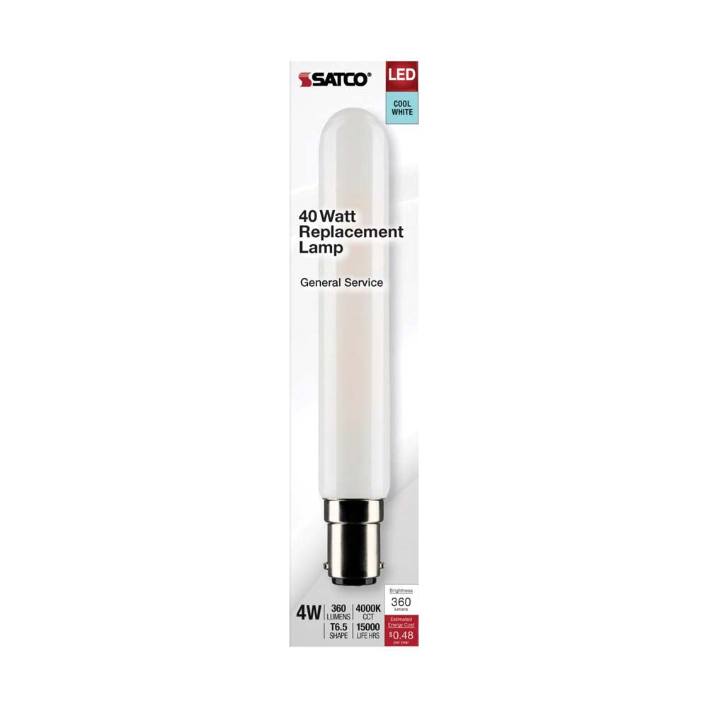 4W T6.5 LED Frosted Double Contact Bayonet Base 4000K 360 Lumens 120v