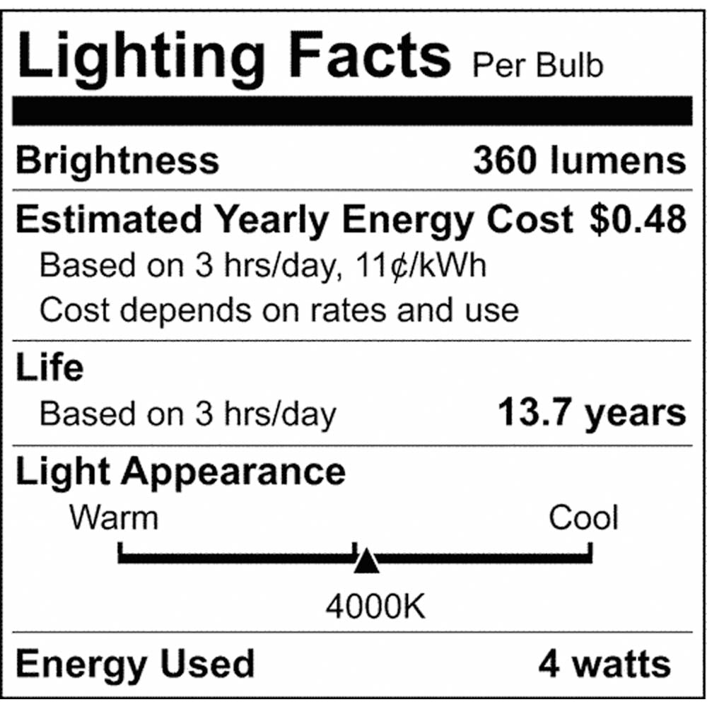 4W T6.5 LED Frosted Double Contact Bayonet Base 4000K 360 Lumens 120v