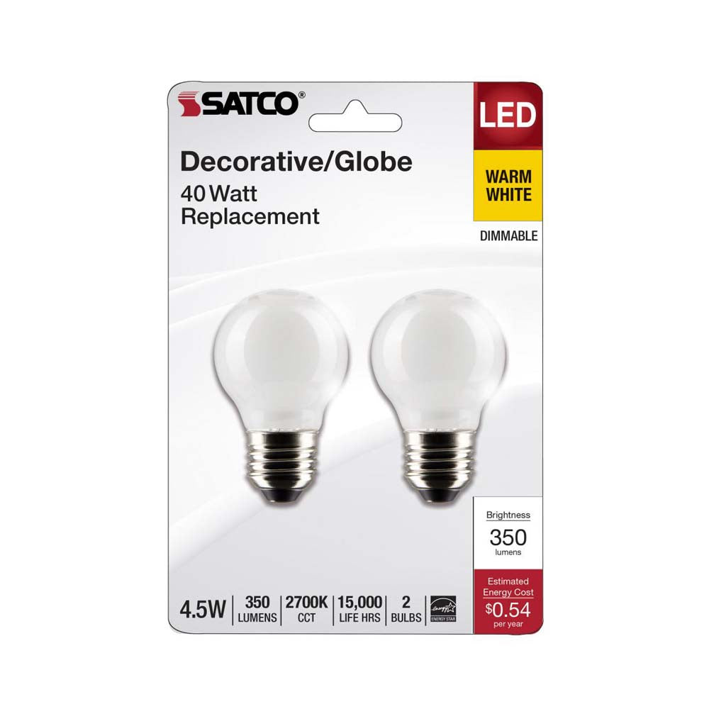 2Pk - 4.5W G16.5 LED White Medium Base 2700K 350 Lumens 120v