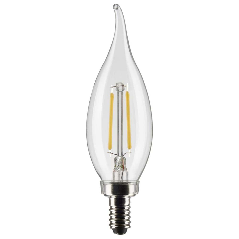 2Pk - 3W CA10 LED Clear Candelabra Base 2700K 200 Lumens 120v